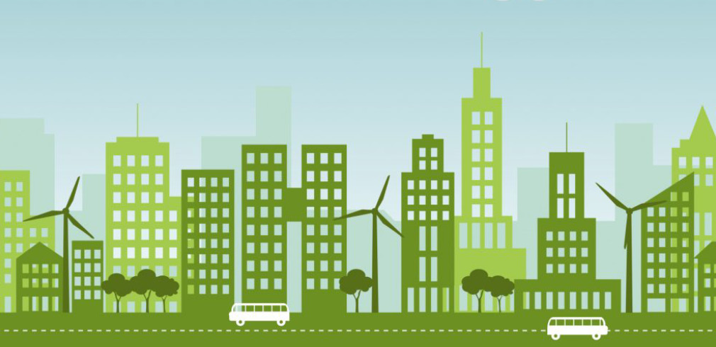 Lo skyline di una città "verde" improntata alla sostenibilità